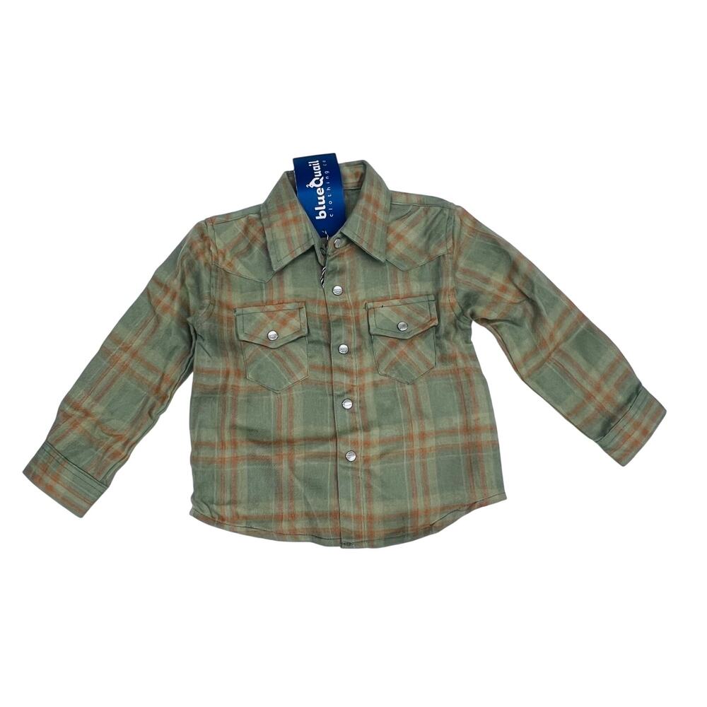 NWT Blue Quail 12M Deer Camp Plaid Pearl Snap
